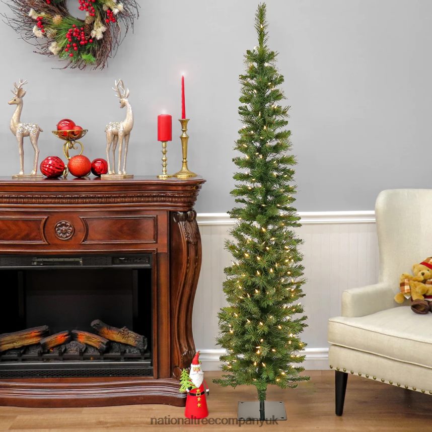 Trees | National Tree Company 6 ft Pre-Lit Nooksack Fir Pencil Slim Tree with LED Lights F2L4F137